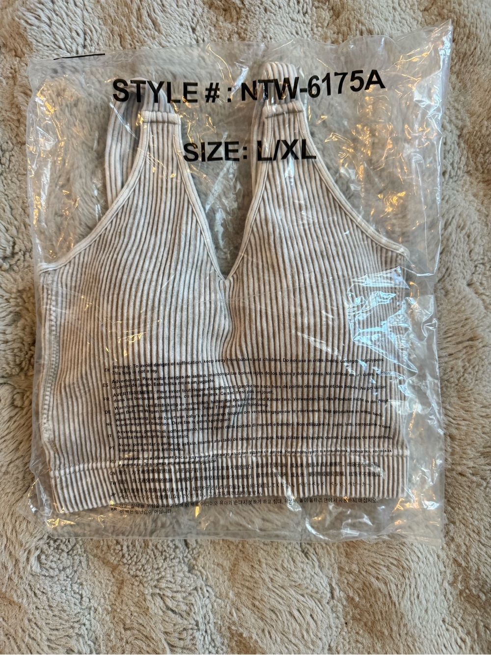 Zenana Washed Ribbed Cropped Padded Brami.